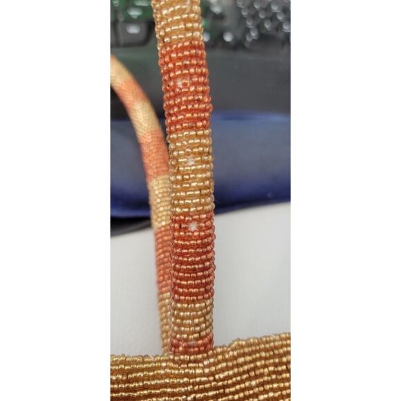 Free People Best Bet Beaded Floral Tote Handbag Boho Womens Golden - Picture 5 of 6